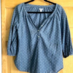 Chambray Dots Old Navy Button Blouse 3/4 sleeves size small